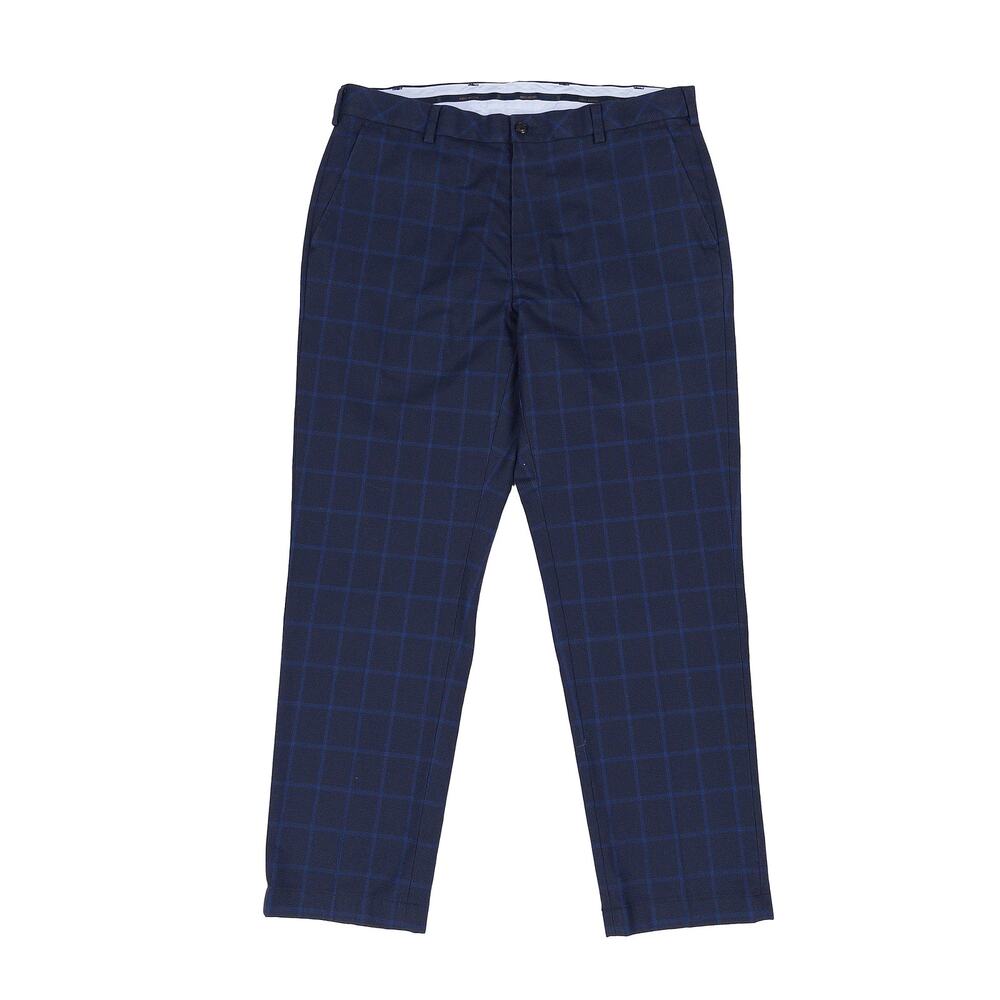 Brooks Brothers Clark Fit Advantage Chino Men 36x30 Navy Blue Plaid Stretch